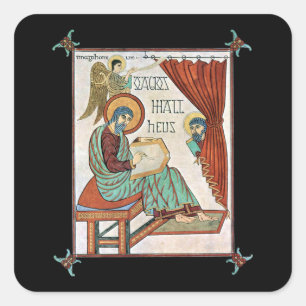 Matthew van Lindisfarne Medieval Manuscript Vierkante Sticker