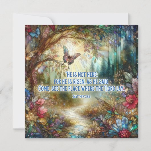 Matthew Verse Glas in lood Christelijk Pasen Feestdagenkaart (Voorkant)