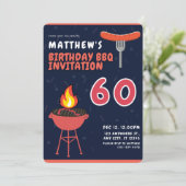 Matthew's 60ste verjaardag BBQ Uitnodigingen (Staand voorkant)