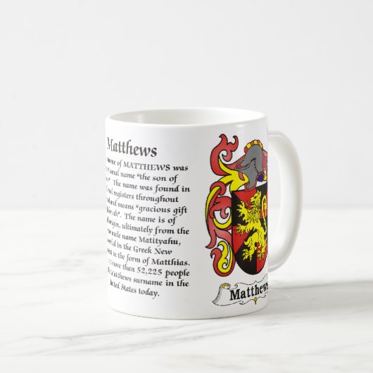 Matthews Family Coat of Arms mok (Voorkant rechts)