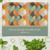 Matthey 7:11 Geef ons deze dag Retro Ovals Theedoek (Gevouwen)