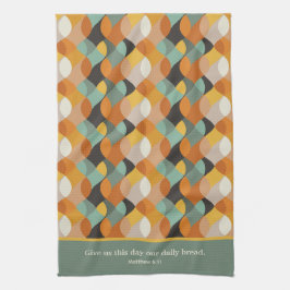 Matthey 7:11 Geef ons deze dag Retro Ovals Theedoek
