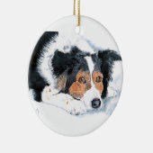 Mattie the Border Collie Keramisch Ornament (Rechts)