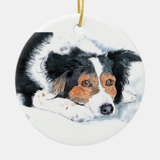 Mattie the Border Collie Keramisch Ornament (Voorkant)