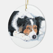 Mattie the Border Collie Keramisch Ornament (Links)