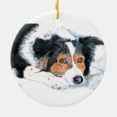Mattie the Border Collie Keramisch Ornament (Achterkant)