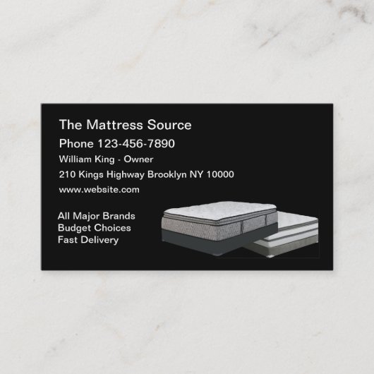 Mattings- en beddenwinkel visitekaartje (Voorkant)