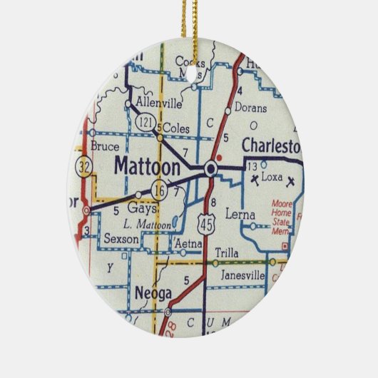 Mattoon IL  map Keramisch Ornament (Rechts)