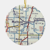 Mattoon IL  map Keramisch Ornament (Voorkant)