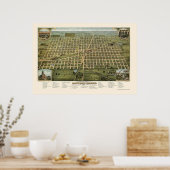 Mattoon, IL Panorama Map - 1884 Poster (Keuken)