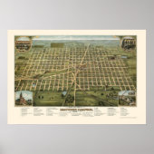 Mattoon, IL Panorama Map - 1884 Poster (Voorkant)