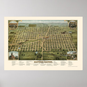 Mattoon, IL Panorama Map - 1884 Poster