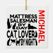 Mattress Salesman houdt van katten Keramisch Ornament (Achterkant)