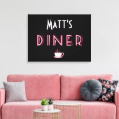 Matt's Art Deco Diner Sign Canvas Afdruk (Insitu (Woonkamer))
