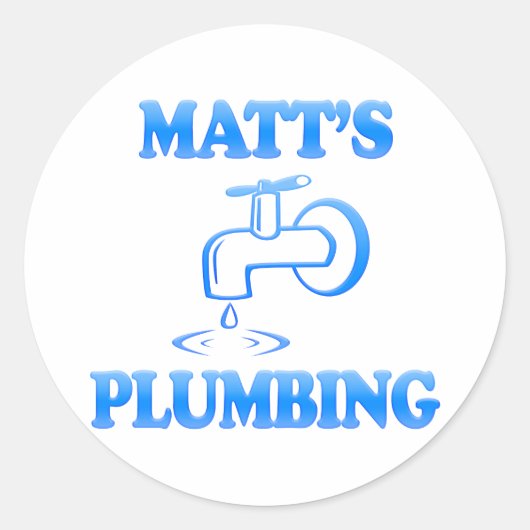 Matt's Plumbing Ronde Sticker (Voorkant)