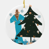 Mature Black Woman Kerstmis Keramisch Ornament (Achterkant)