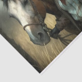 Mature Cowgirl With Horse in Field Decoupage Tissuepapier (Detail)