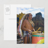 Mature man play drums with drumstick, Zocalo Briefkaart (Voorkant / Achterkant)