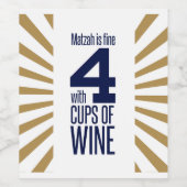 Matza is prima met 4 bekertjes wijn. Wijnlabel Wijn Etiket (Enkel label)