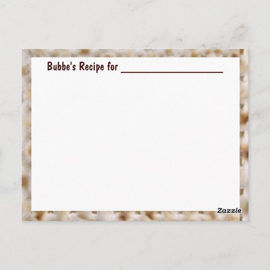 MATZAH RECIPE CARD BRIEFKAART (Achterkant)