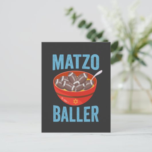 Matzo Baller Grappig Football Chanoeka Rugby Gift Uitnodiging Briefkaart (Staand voorkant)