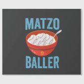 Matzo Baller Grappig Honkbal Chanoeka Vakantie Gif Cadeaupapier (Vlak)