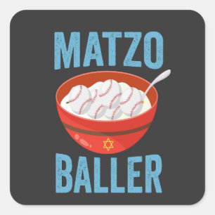 Matzo Baller Grappig Honkbal Chanoeka Vakantie Gif Vierkante Sticker