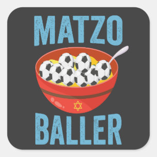 Matzo Baller Grappig Voetbal Chanoeka Vakantiegift Vierkante Sticker