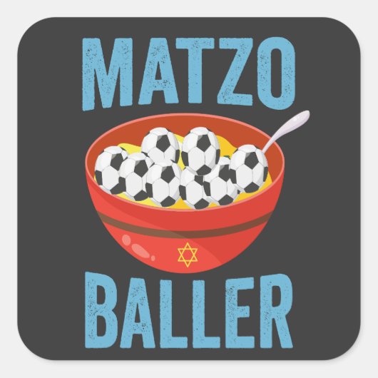 Matzo Baller Grappig Voetbal Chanoeka Vakantiegift Vierkante Sticker (Voorkant)