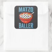 Matzo Baller Grappig Voetbal Chanoeka Vakantiegift Vierkante Sticker (Tas)
