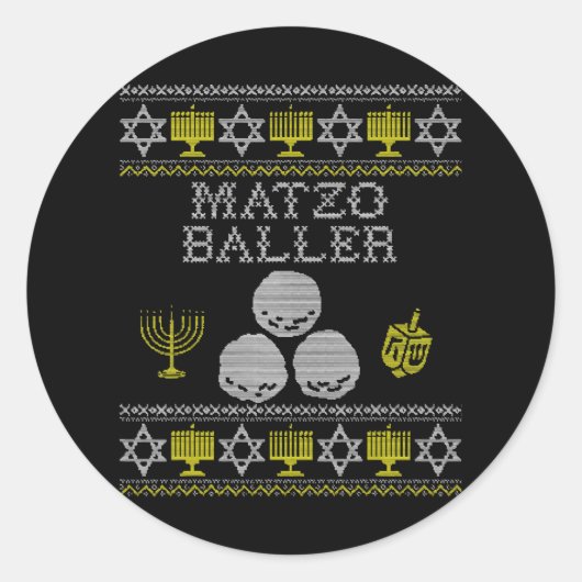 Matzo Baller Grappige Chanoeka's Matzah Ballen Ronde Sticker (Voorkant)