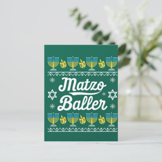 Matzo Baller Lange Mouwen Funny Hanukkah Cadeaus Briefkaart (Staand voorkant)
