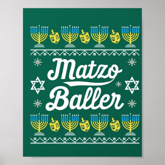 Matzo Baller Lange Mouwen Funny Hanukkah Cadeaus Poster (Voorkant)