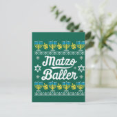 Matzo Baller Long Sleeve Funny Hanukkah Gifts Briefkaart (Staand voorkant)
