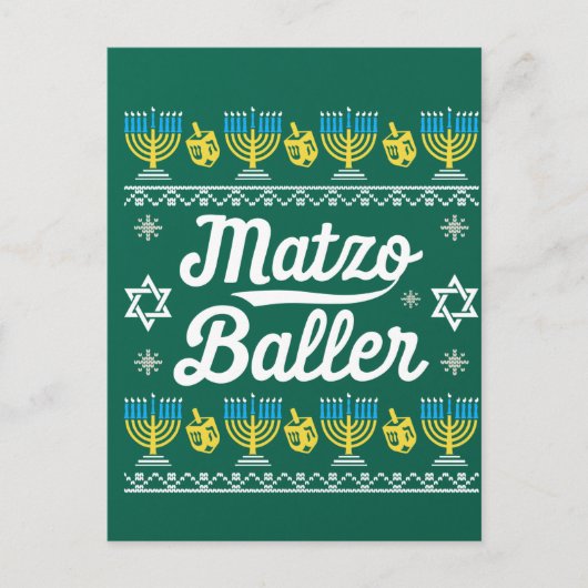 Matzo Baller Long Sleeve Funny Hanukkah Gifts Briefkaart (Voorkant)