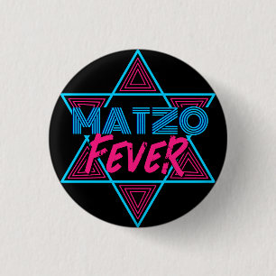 Matzo Fever Blauw Roze 70s Disco Star Joods Ronde Button 3,2 Cm