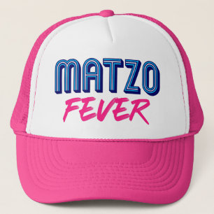 Matzo Fever Blauw Roze 70s Joodse Retro Slogan Trucker Pet