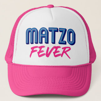 Matzo Fever Blauw Roze 70s Joodse Retro Slogan Trucker Pet