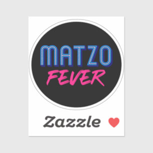 Matzo Fever Blauw Roze Retro Slogan Joods Sticker