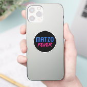 Matzo Fever Blauw Roze Retro Slogan Joods Sticker (Telefoon)