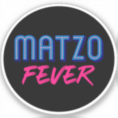 Matzo Fever Blauw Roze Retro Slogan Joods Sticker (Voorkant)