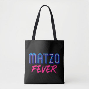Matzo Fever Blue Pink 70 jaar joodse disco Slogan Tote Bag