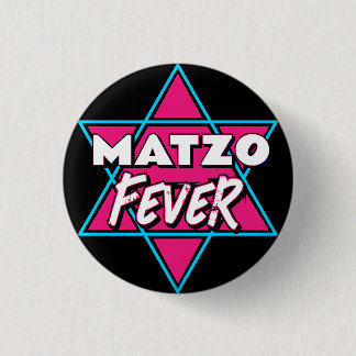 Matzo Koorts Blauw Roze 70s Disco Ster Joods Ronde Button 3,2 Cm