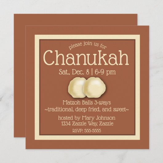 Matzoh Ball Chanoeka Party Kaart (Voorkant / Achterkant)