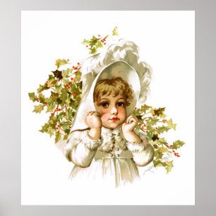 Maud Humphrey: Autumn Girl met Holly Poster