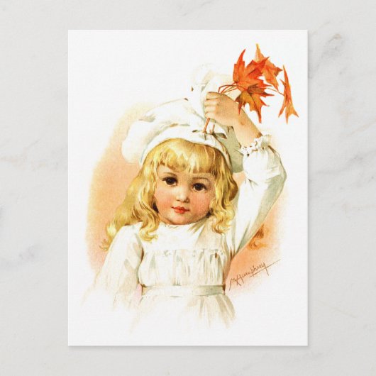 Maud Humphrey: Autumn Girl met Maple Leafs Briefkaart (Voorkant)