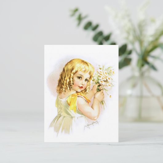 Maud Humphrey: Summer Girl met Daisies Briefkaart (Staand voorkant)