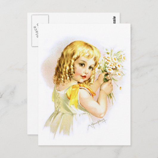 Maud Humphrey: Summer Girl met Daisies Briefkaart (Voorkant / Achterkant)