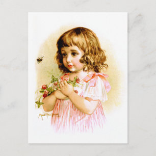 Maud Humphrey: Summer Girl met Flowers en Bee Briefkaart