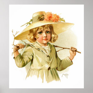 Maud Humphrey: Winter Meisje met filiaal Poster